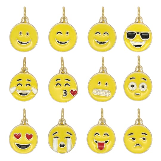 12 Pack: Enamel Emojis Charm Mix by Bead Landing™